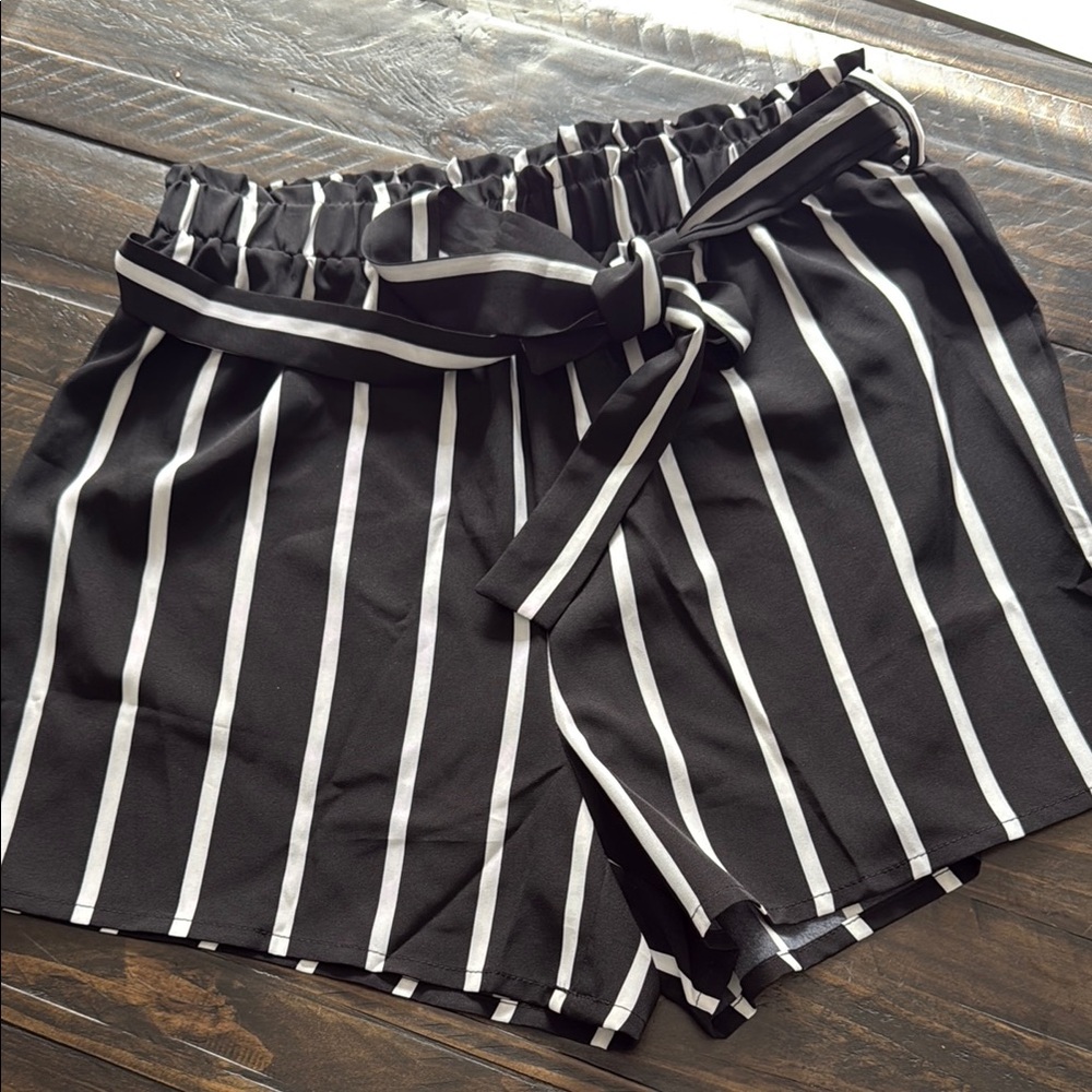 Black and White Striped Bermuda Shorts with Nautical Flair